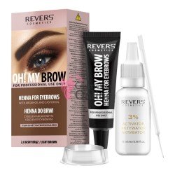 Vopsea de sprancene REVERS Henna Oh! My Brow cu ulei de argan si de ricin, Light Brown, 30 ml, art 96877